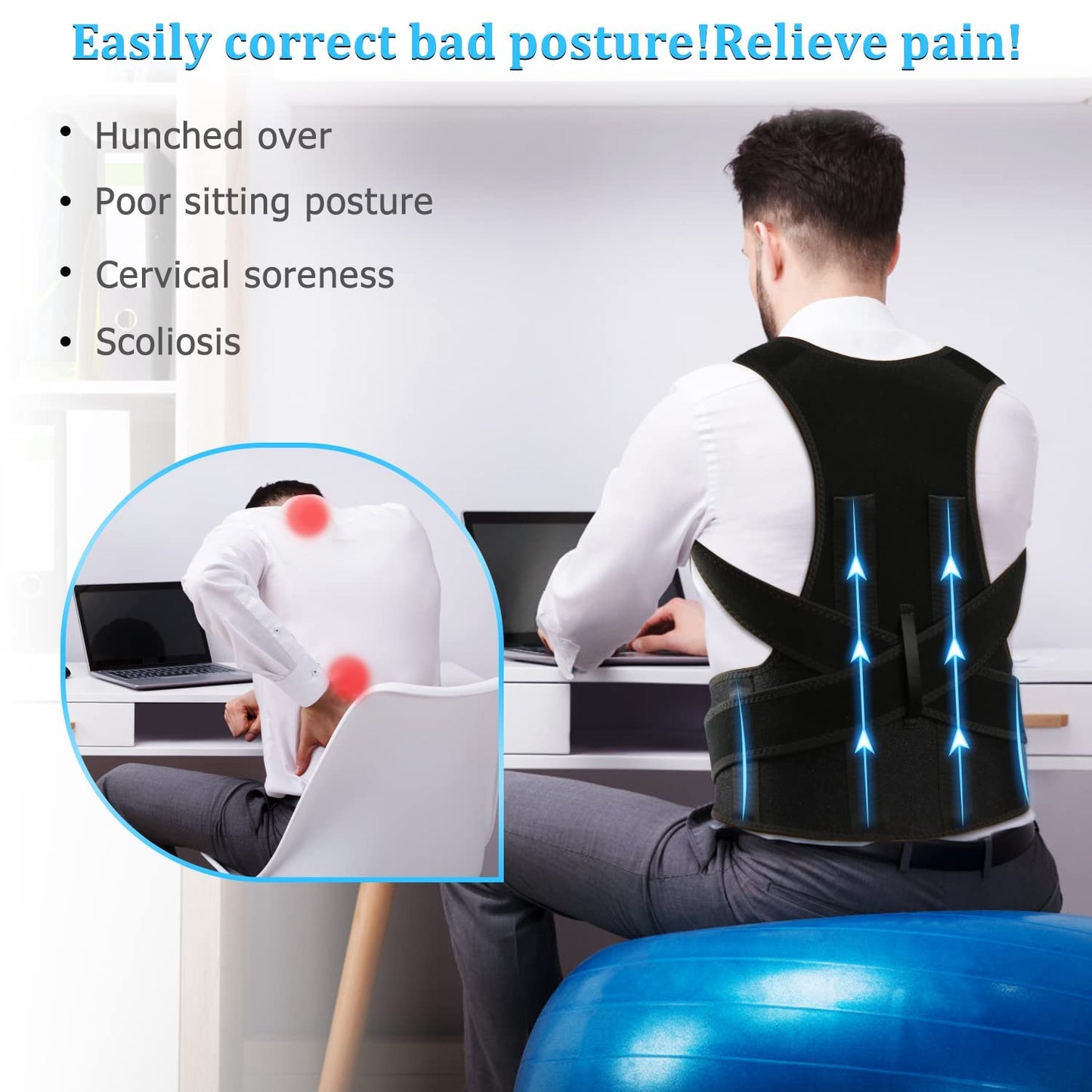 Posture Corrector Belt for Men & Women™ | Lightweight Daily Use Back Shoulder Support Brace